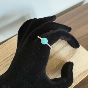 Sterling‎ Silver Ring with Turquoise Stone Size 8 Minimalist Jewelry